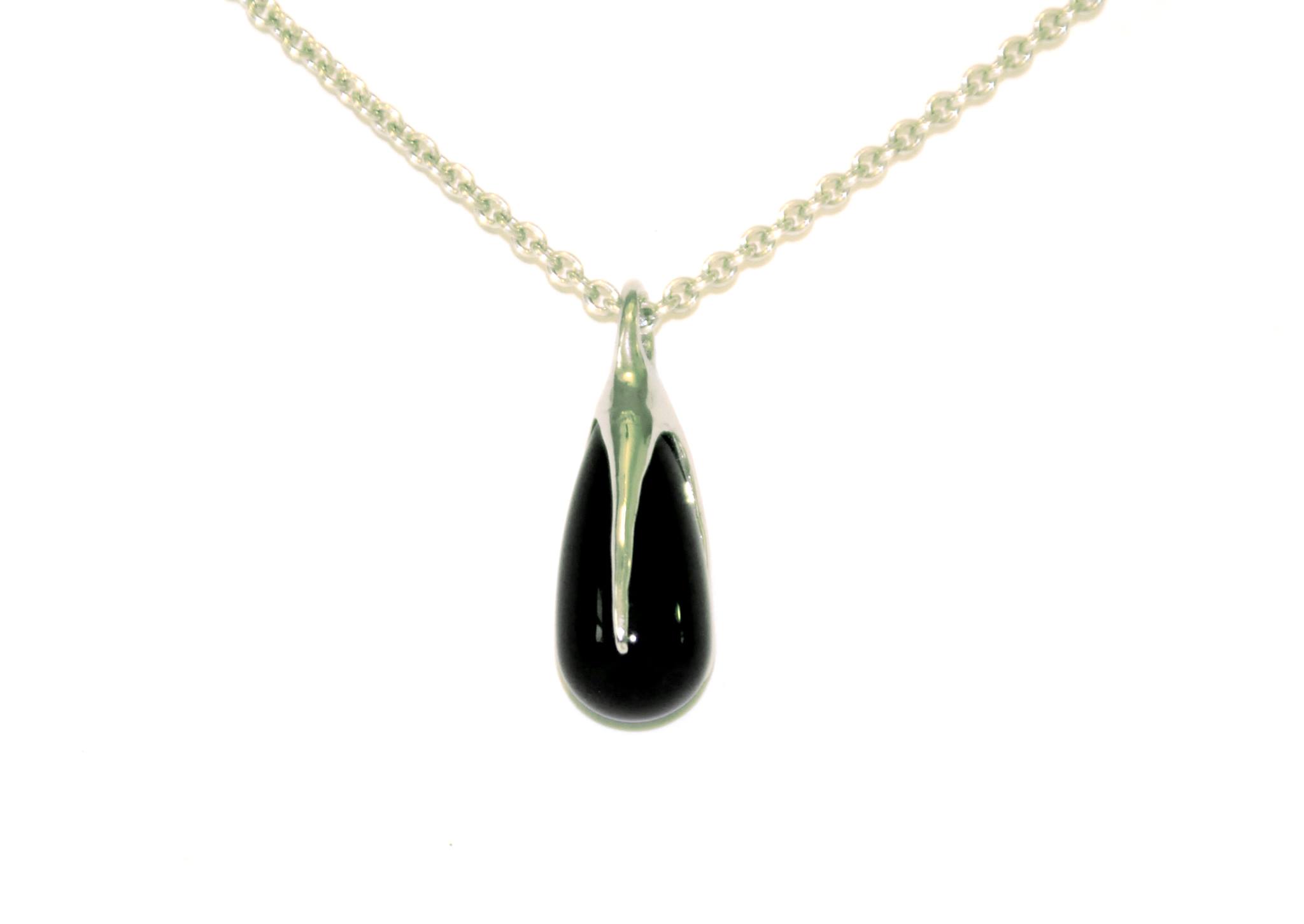 black tear (onyx, silver, stainless steel)